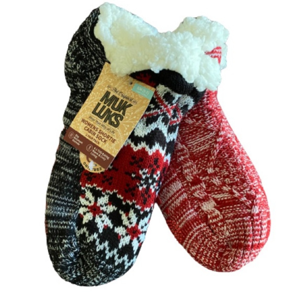 Muk Luks Womens Shortie Cabin Socks - 2 pack
